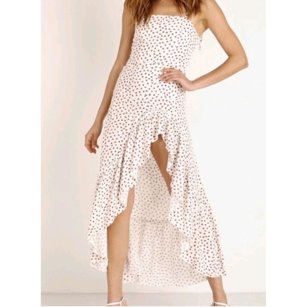 Stillwater Hola High Low Ruffle Midi Dress Linen Blend Dot WesternSize S - Picture 1 of 12